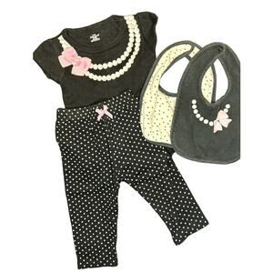 LITTLE TREASURE 2-piece Embellished T-Shirt & Polka Dot Leggings | Size 9-12M